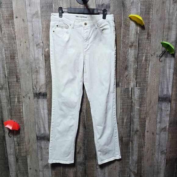 Karl Lagerfeld Cream Straight Leg Jeans - Picture 1 of 4